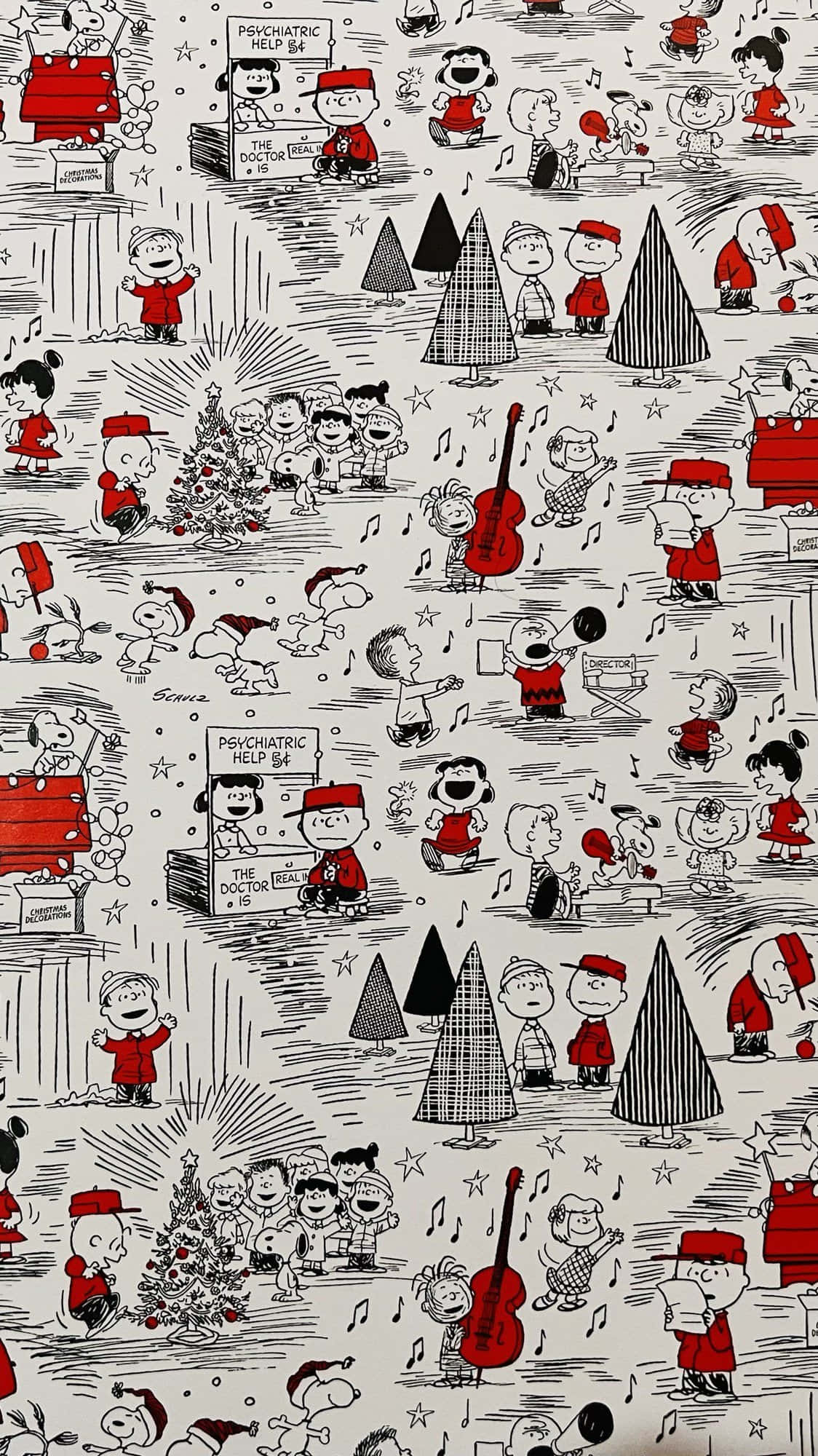 Рождественский набросок Peanuts Обои