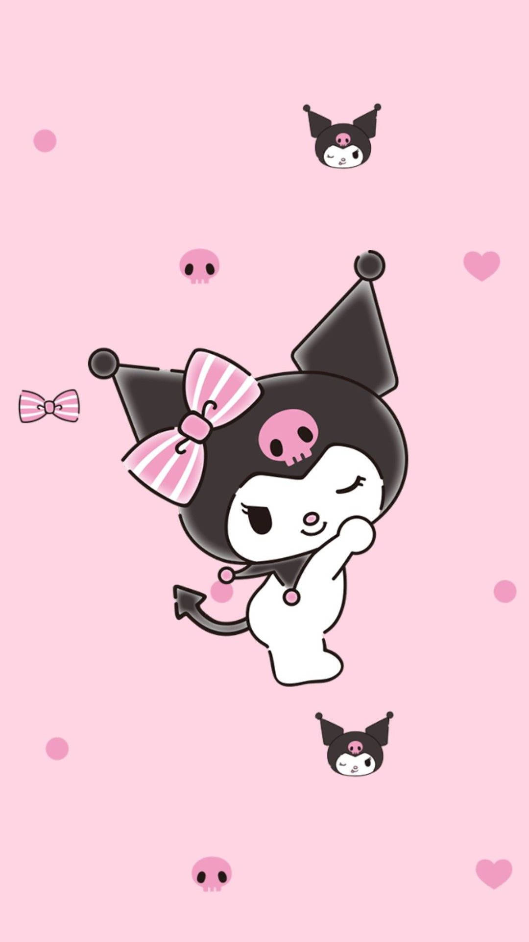Мелоди Куро на розовом фоне — Sanrio гиф Обои