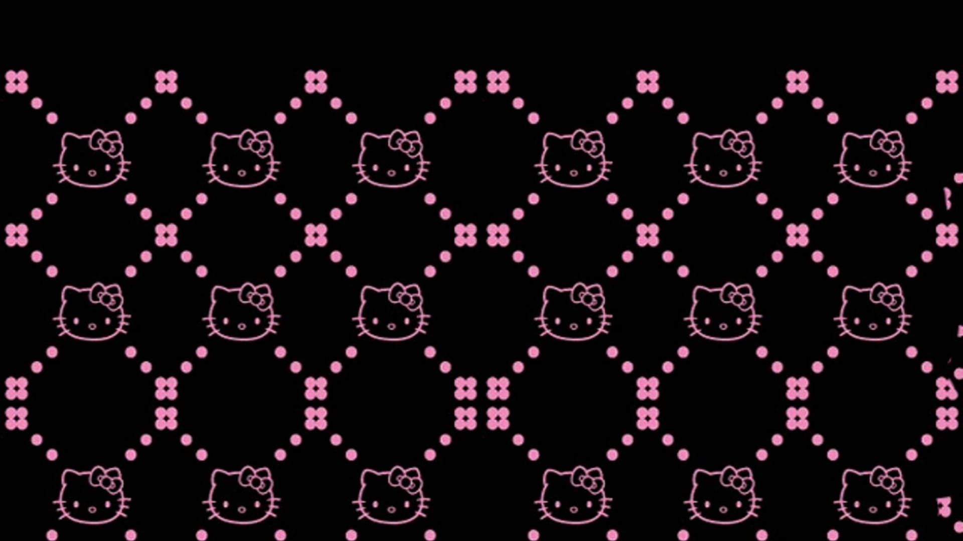 Розовый и черный узор Hello Kitty Обои