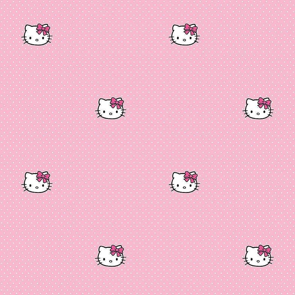 Розовый узор с головой Hello Kitty Обои