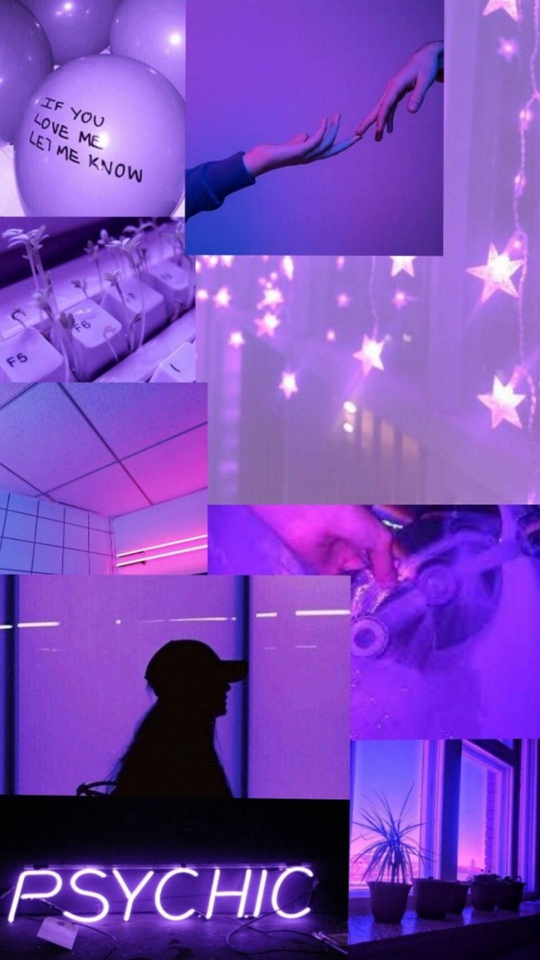 Светло-фиолетовый эстетичный фотоколлаж Обои
