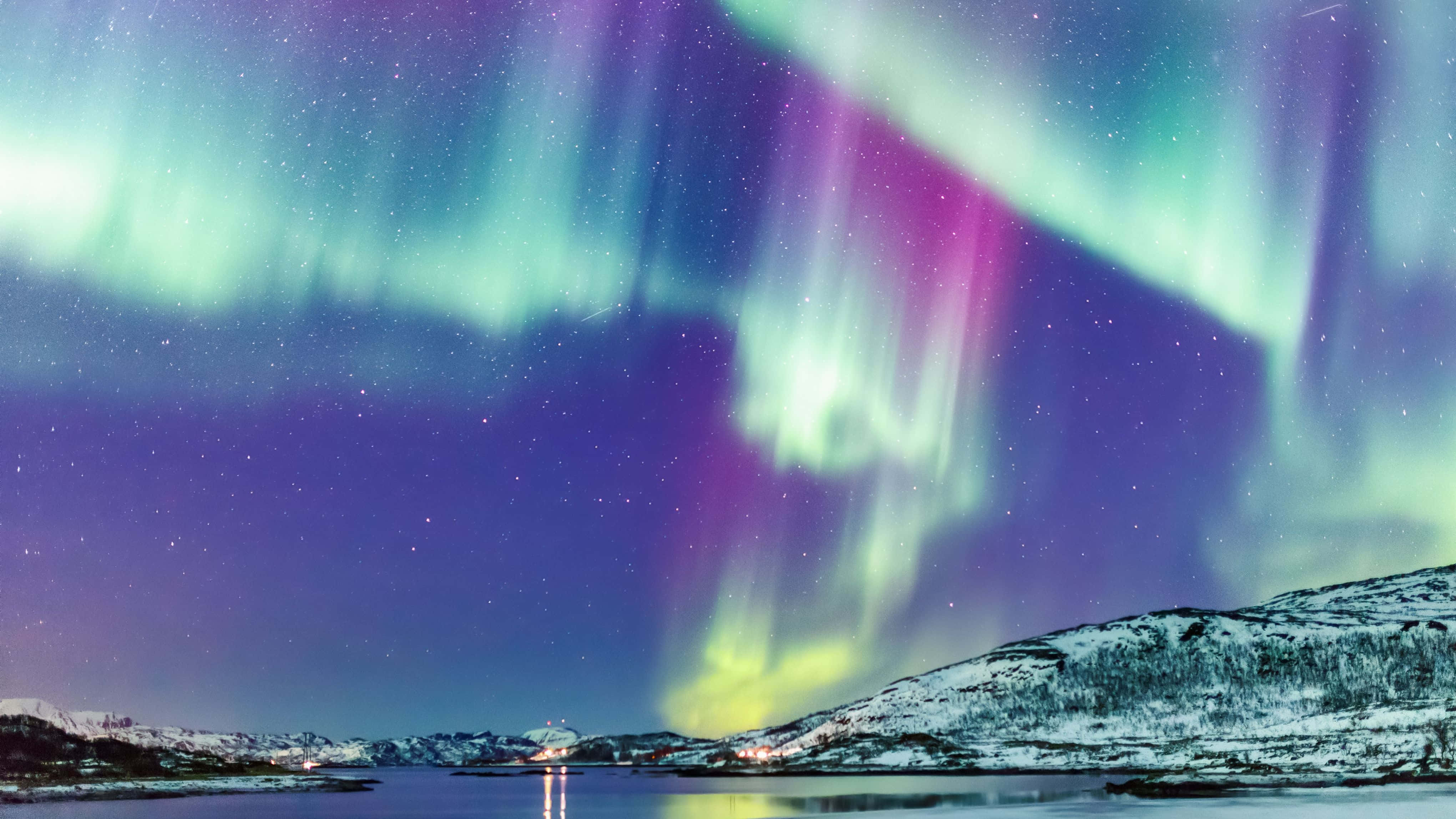 Северное сияние Aurora Borealis Норвегия 4K Монитор Обои