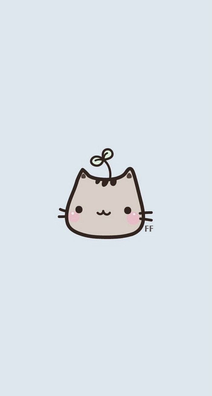 Серая голова мультяшного кота Обои