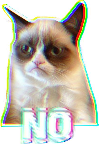 Сердитый Кот Глитч Арт НЕТ Мем.PNG Обои