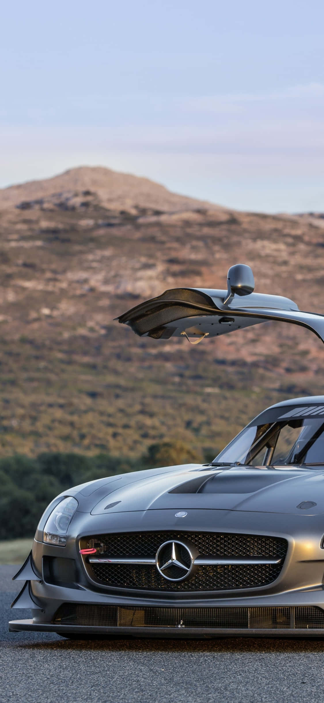 Серебряный Gullwing Door iPhone Xs Mercedes Amg фон Обои