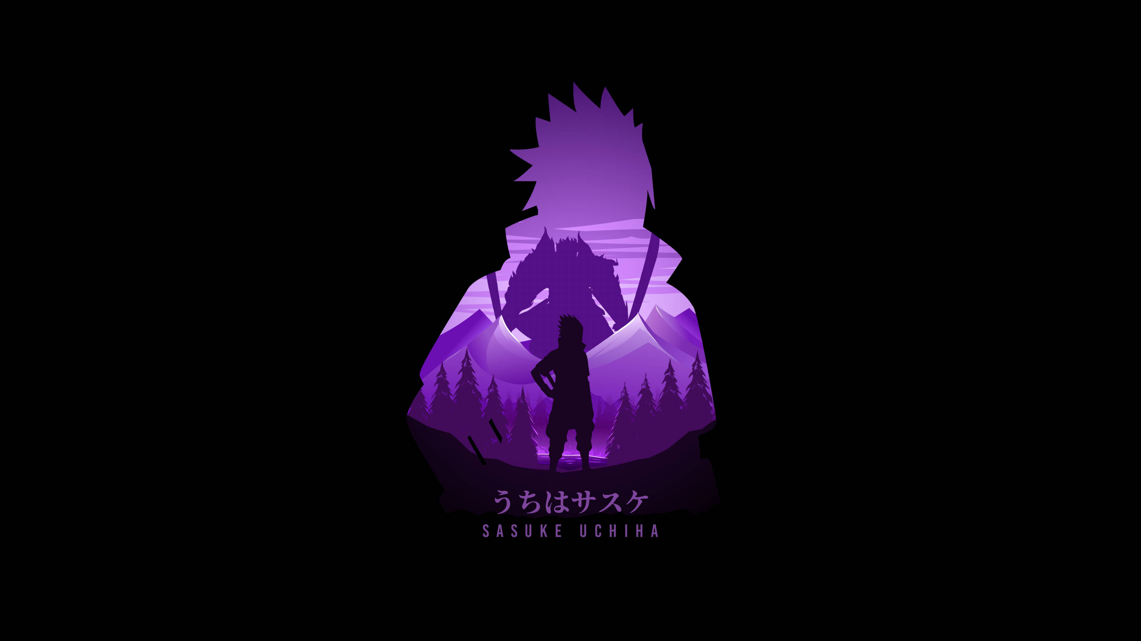 Силуэт Саске 4K Обои