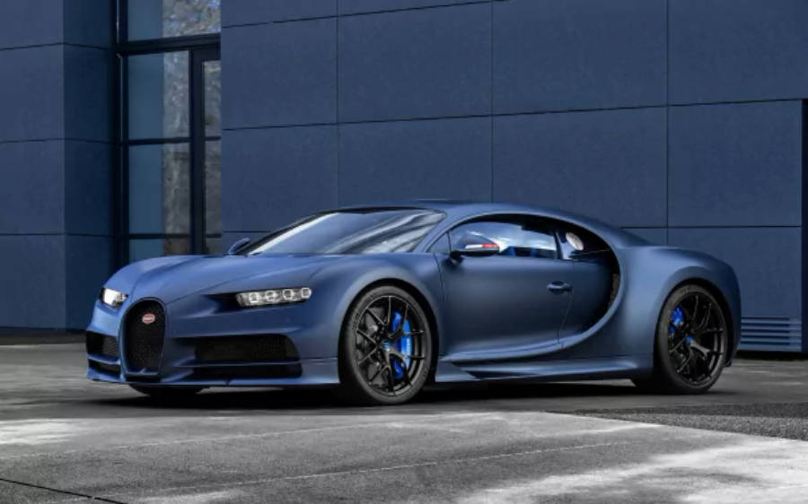 Синий Bugatti Chiron 4K Обои