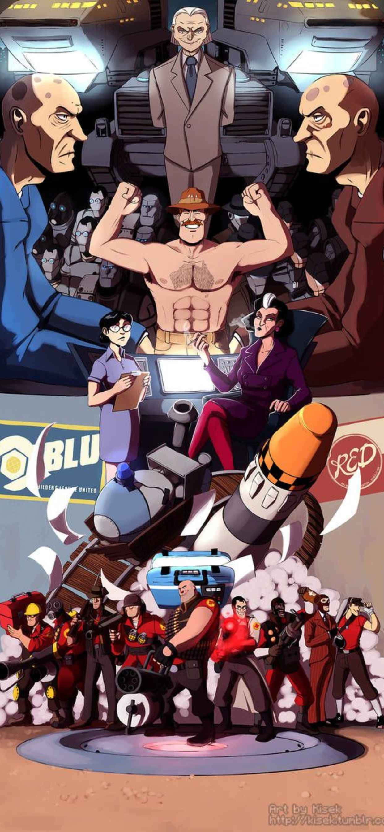 Синий и красный iPhone XS Max Team Fortress 2 фон Обои