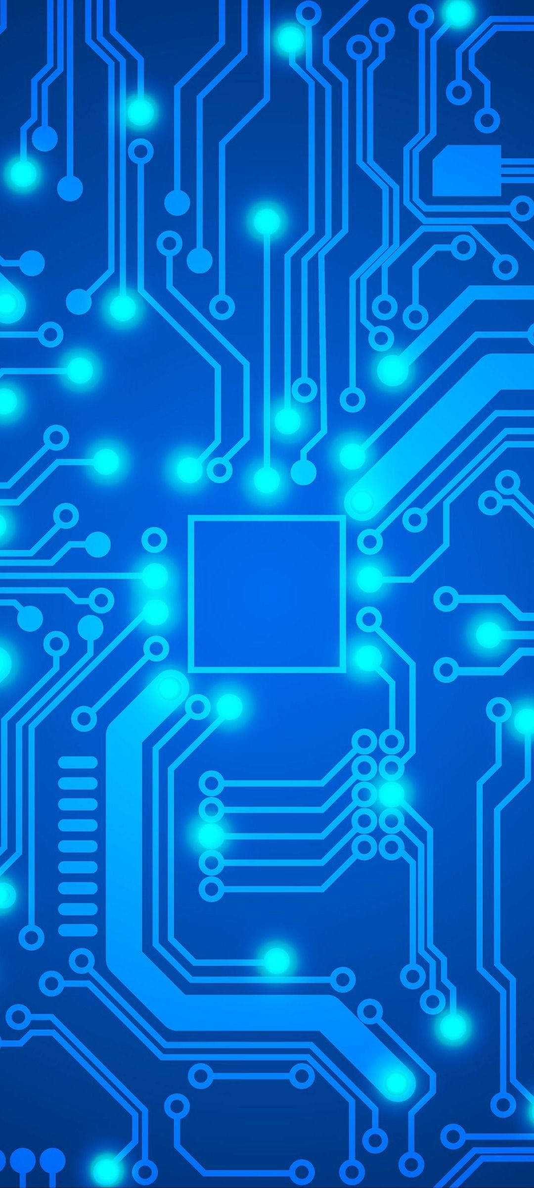 Синяя материнская плата Неон Телефон Обои