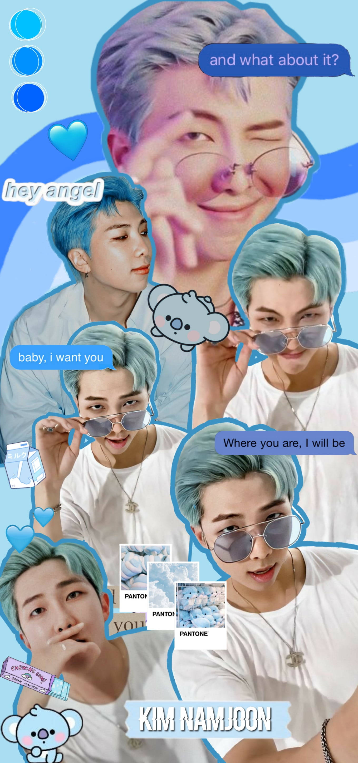 Синяя Эстетика BTS RM Милый Обои