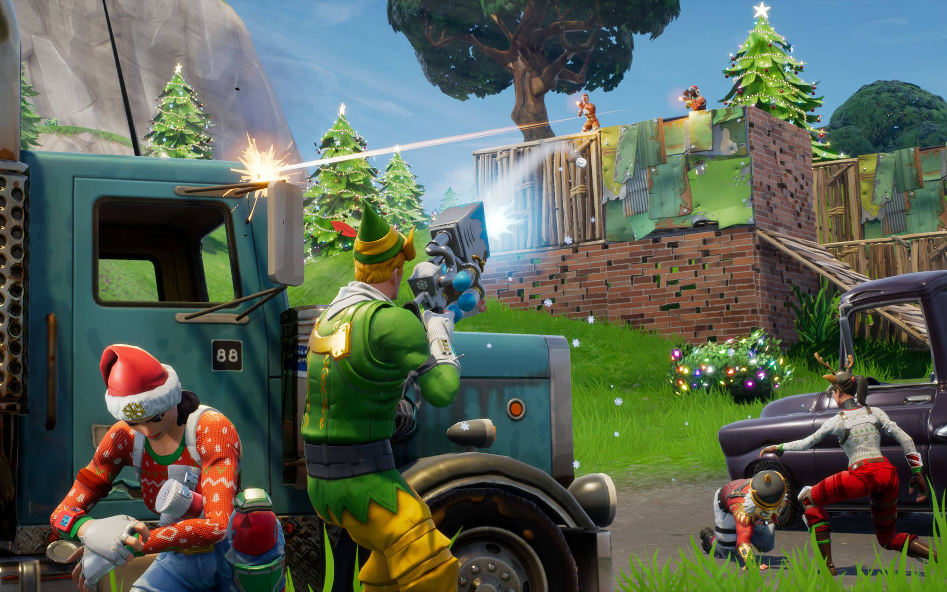 Обои из игры Fortnite: королевская битва в рождественский сезон.