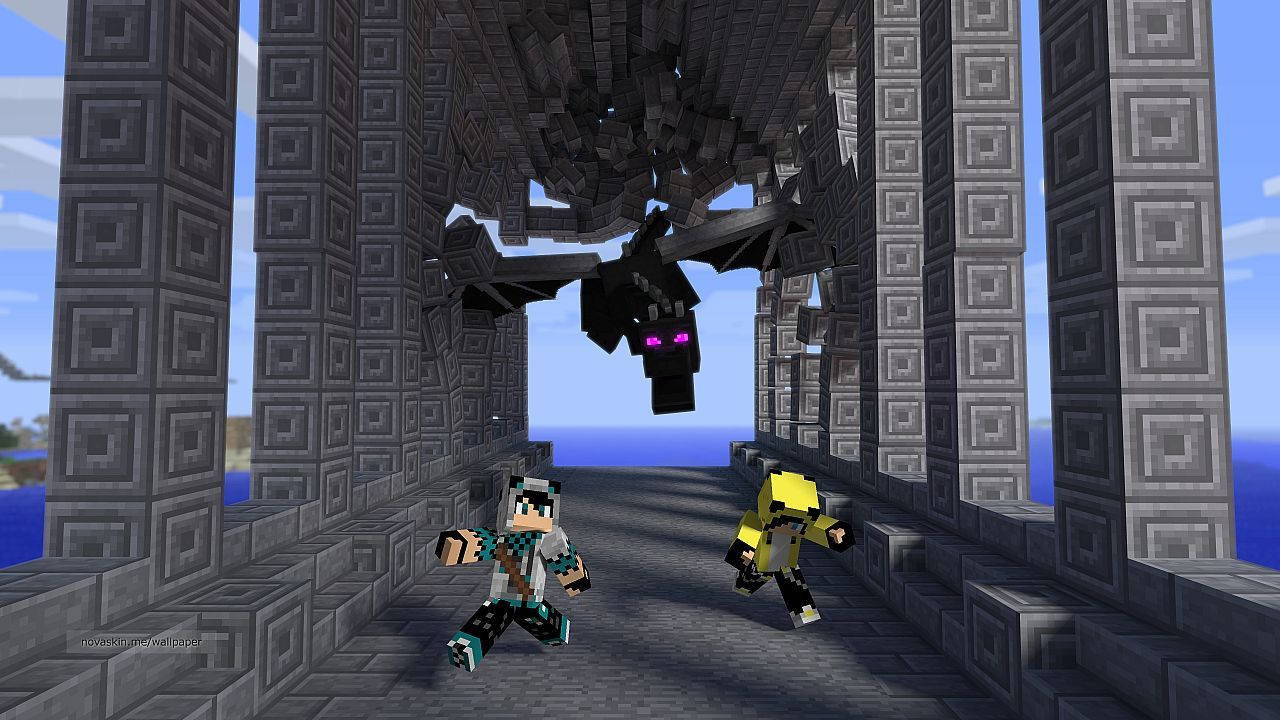 Обои с бегущими мобами и злодеями Minecraft