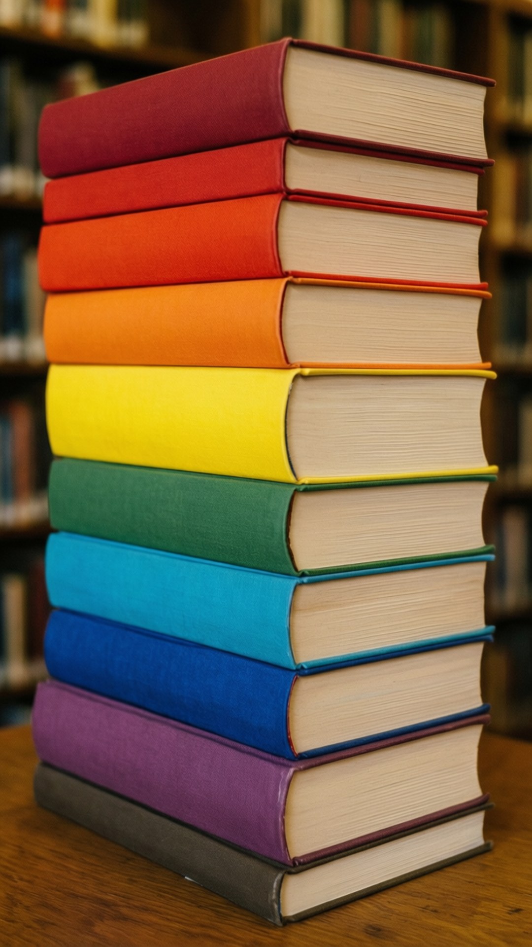 Стопка книг радужных цветов Обои