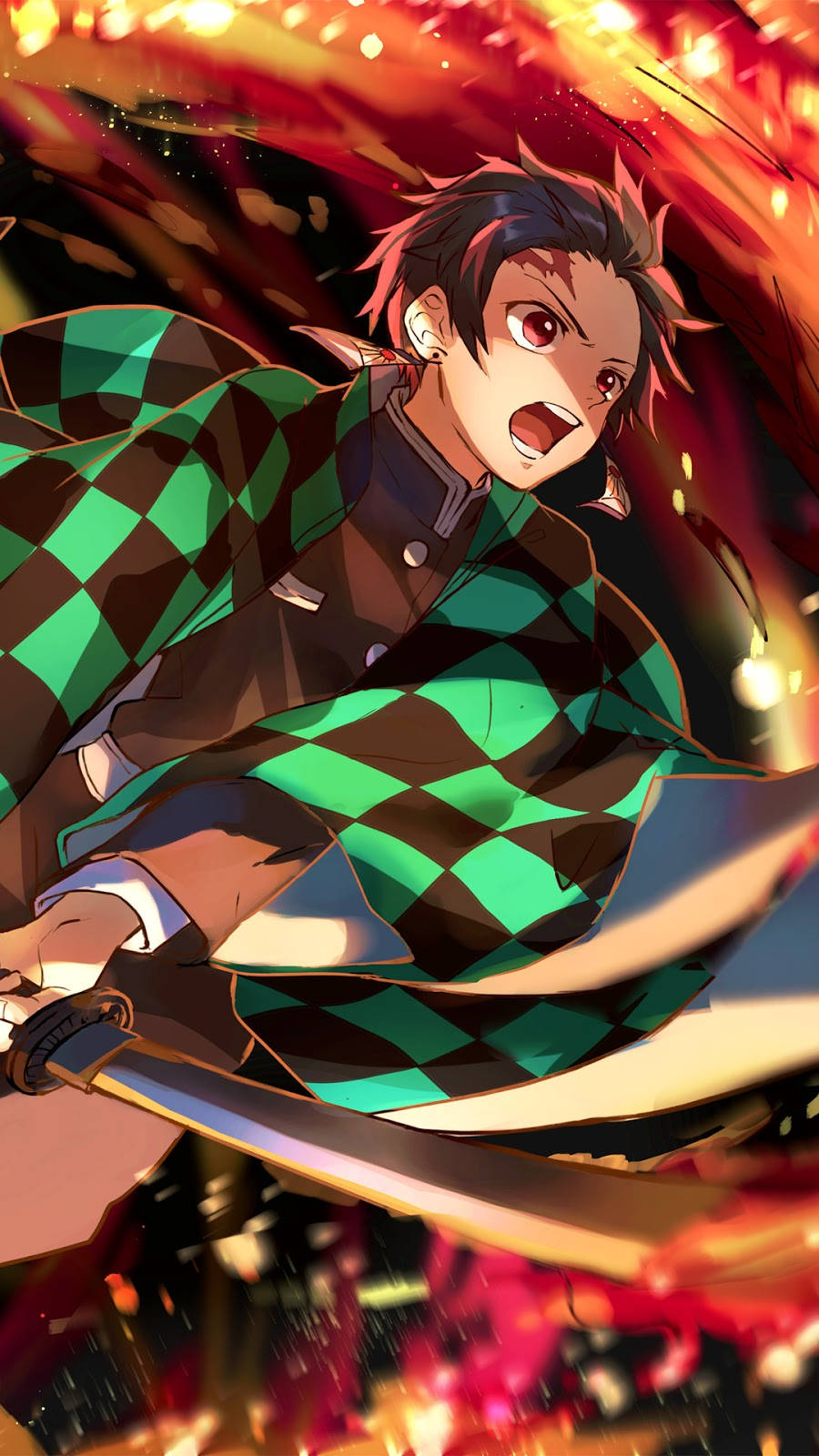 Тандзиро с мечом Demon Slayer для iPhone Обои