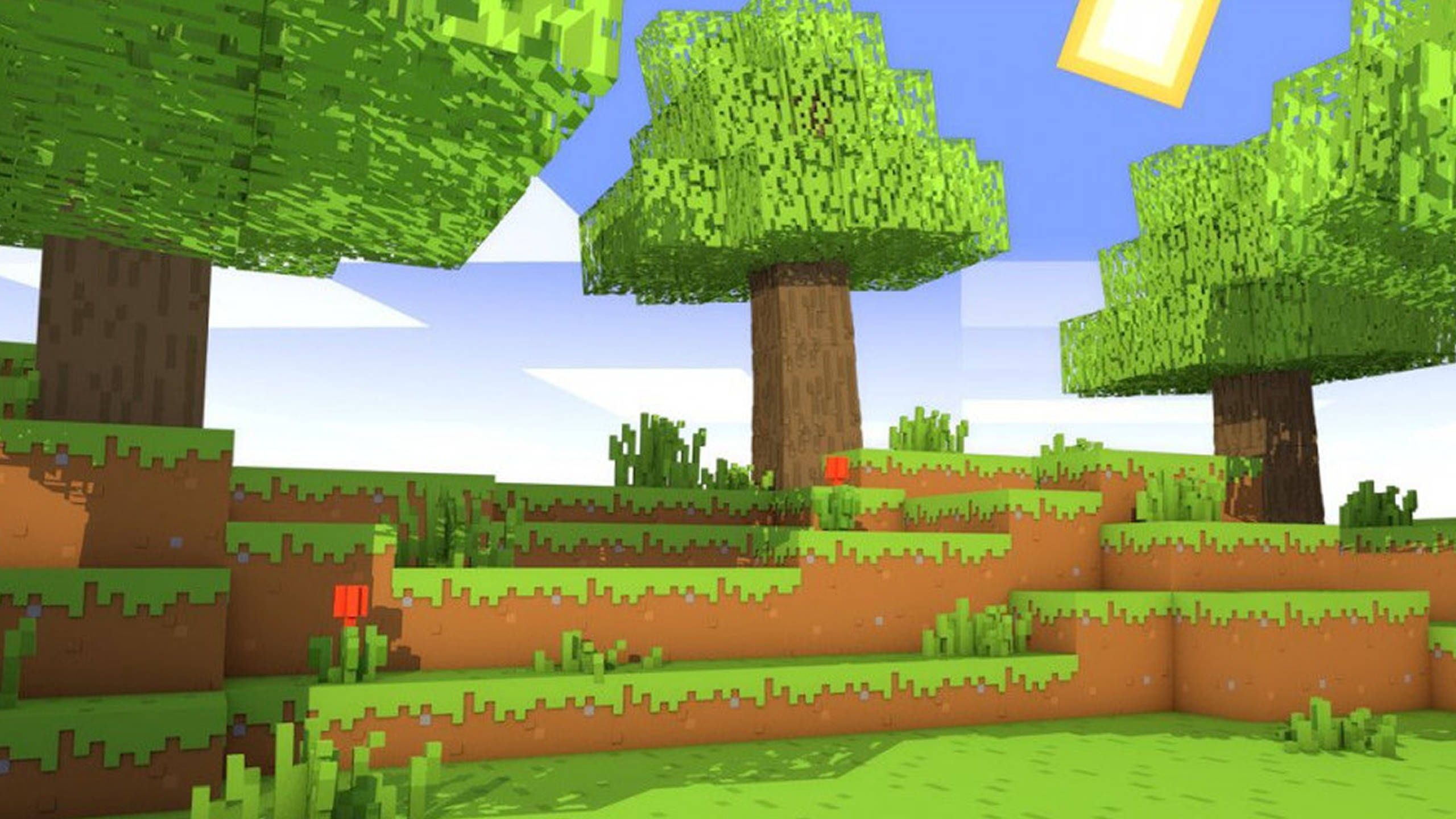 Трава с деревьями 2560x1440 Minecraft Обои