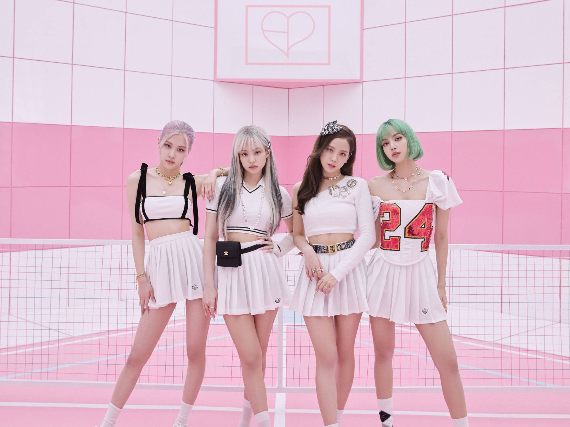 Участницы Blackpink в теннисной форме на рабочий стол Обои