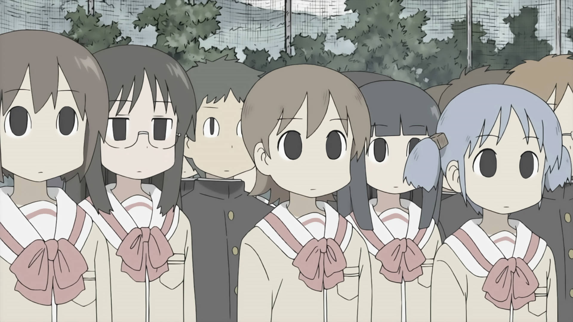 Ученики из Nichijou в тусклых тонах Обои