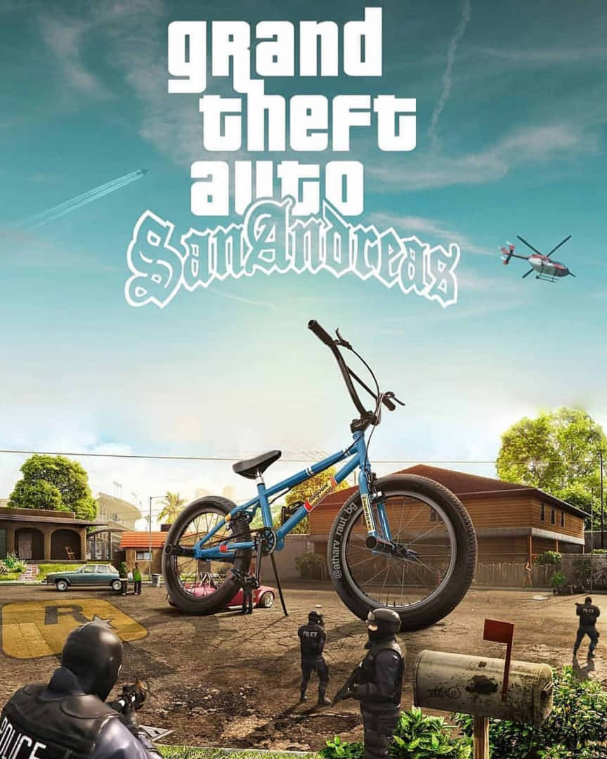 Фон GTA Grand Theft Auto San Andreas большой BMX велосипед Обои