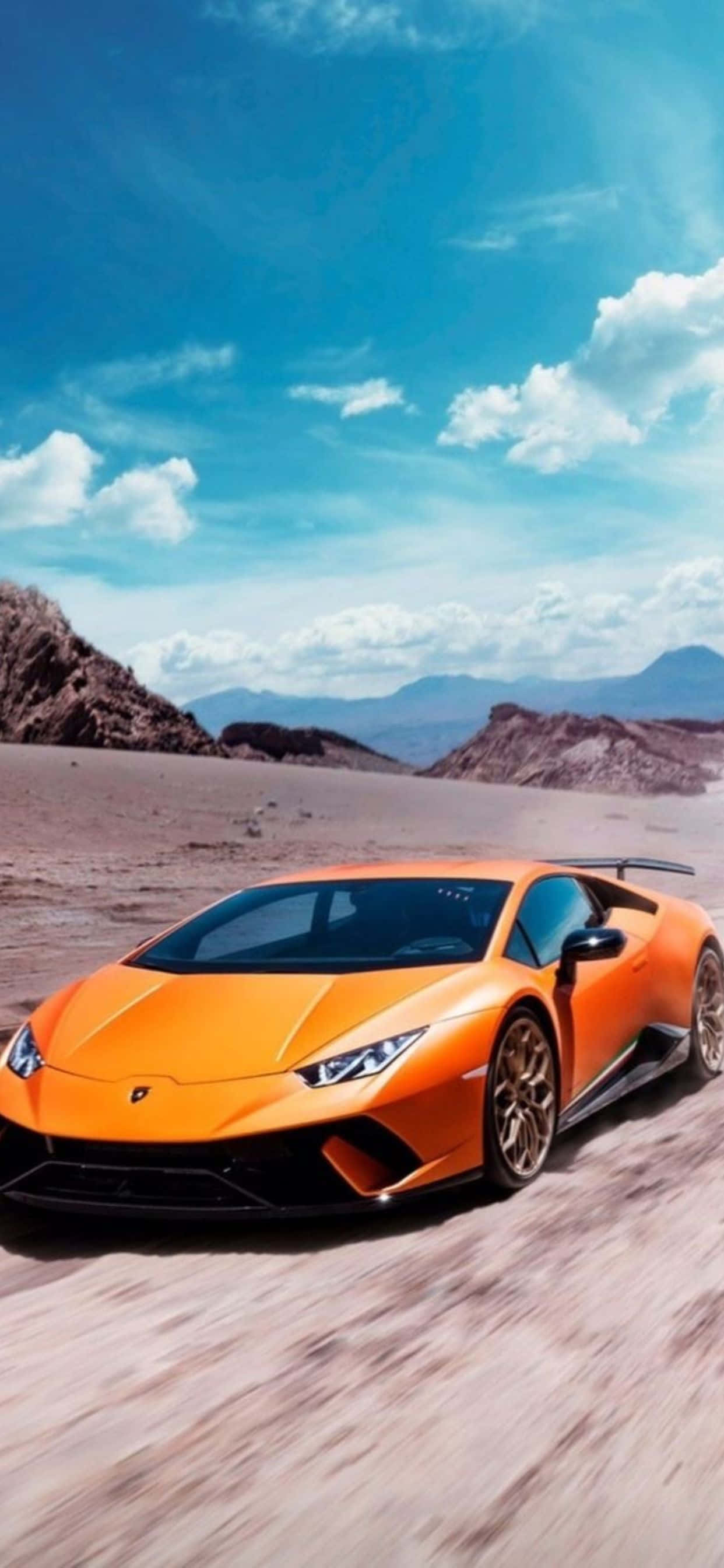 Фон iPhone XS Max Lamborghini Orange Huracan EVO Обои