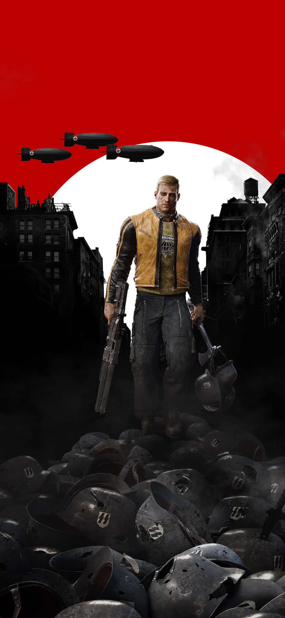 Фон победы Б.Дж. Бласковица в Wolfenstein II для iPhone Xs Обои