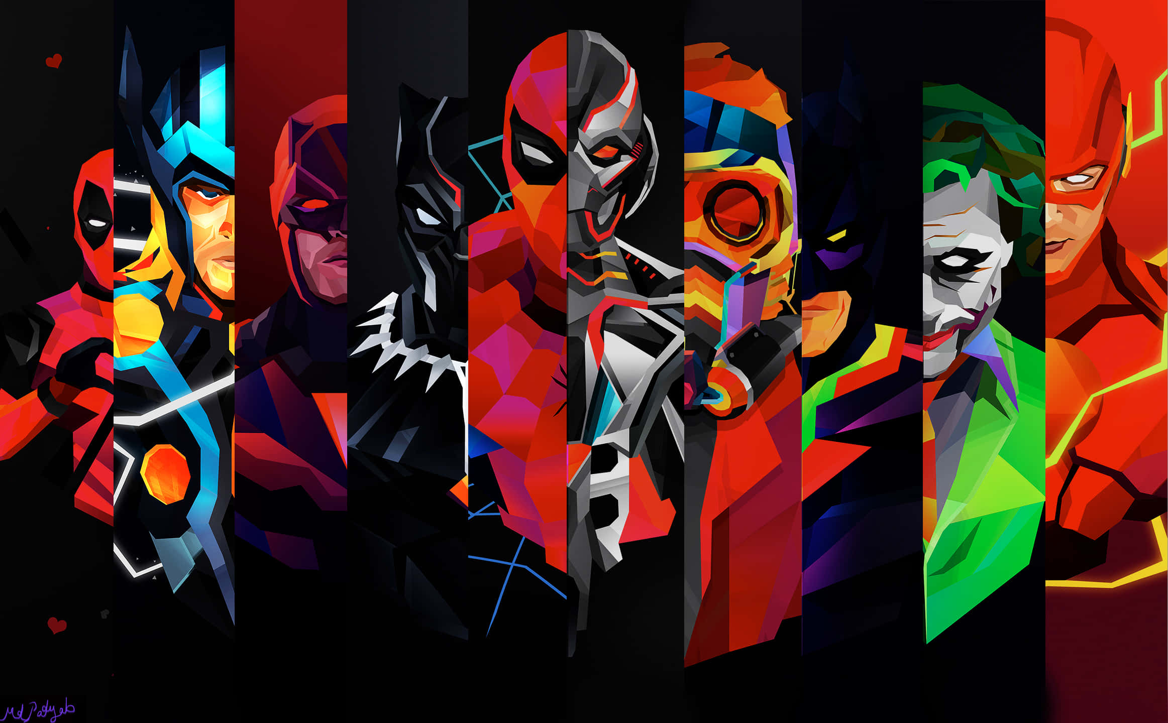 Фон с супергероями Marvel и DC Обои