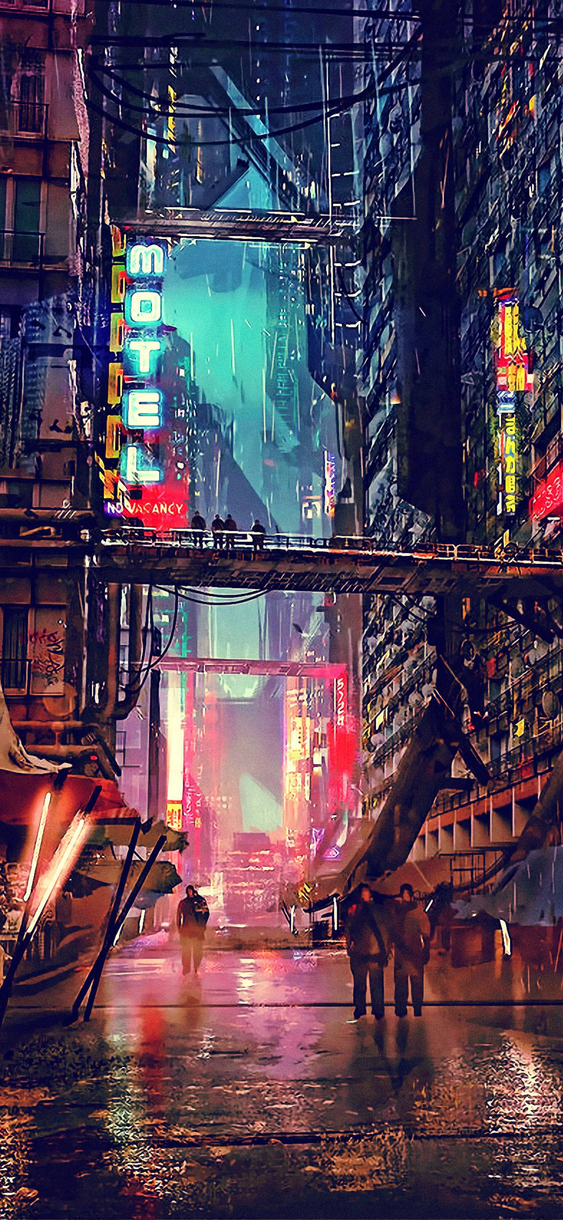 Футуристический Ночной Город Cyberpunk 2077 для iPhone Обои