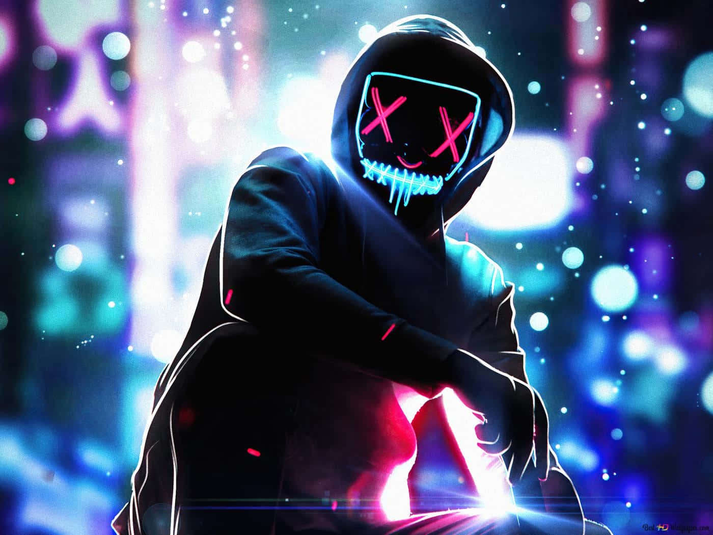 Футуристическое изображение мужчины в маске Обои