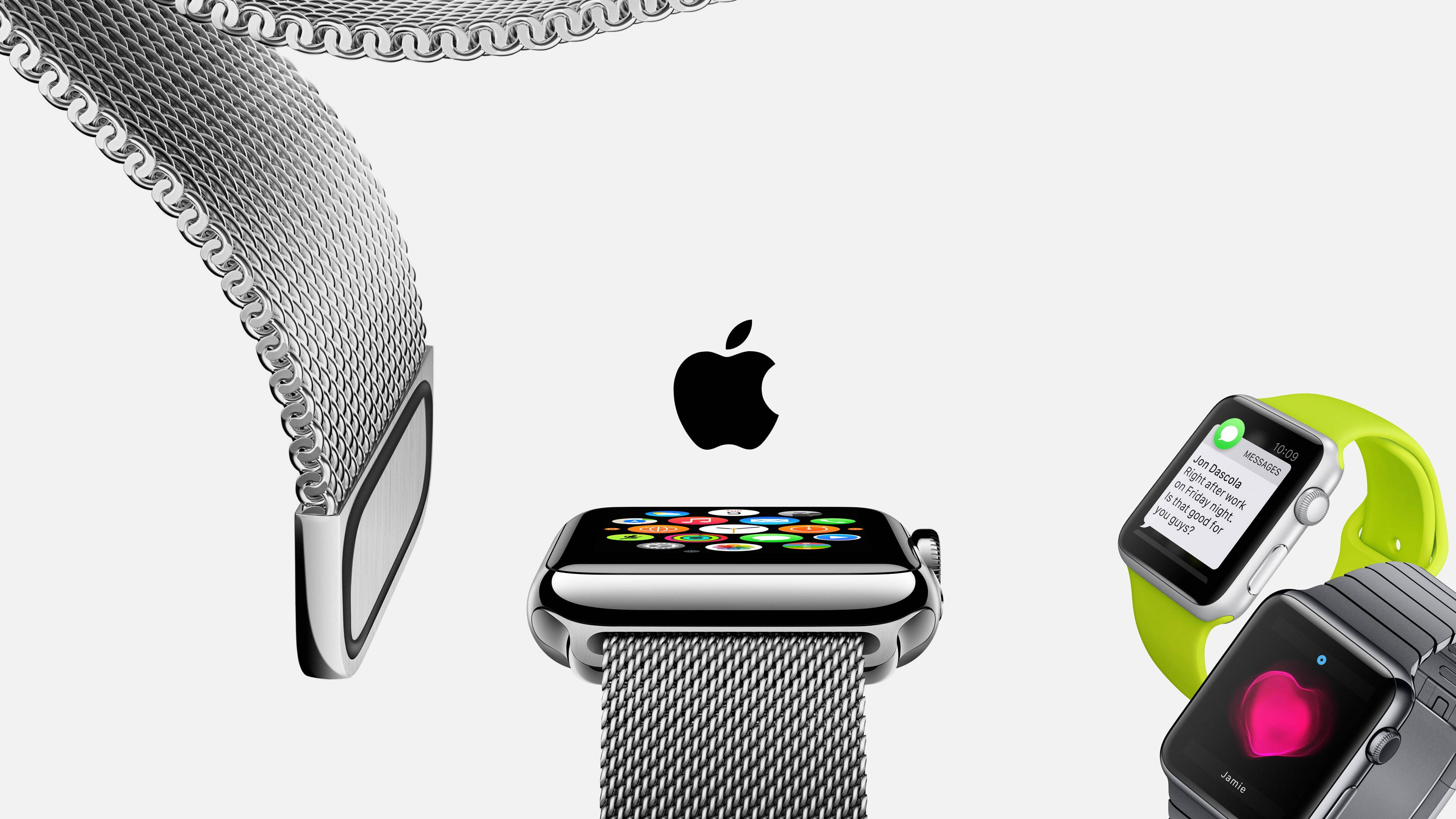 Хромированный металлический сетчатый ремешок Apple Watch Обои