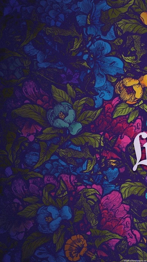 Цветочное граффити для iPhone Обои