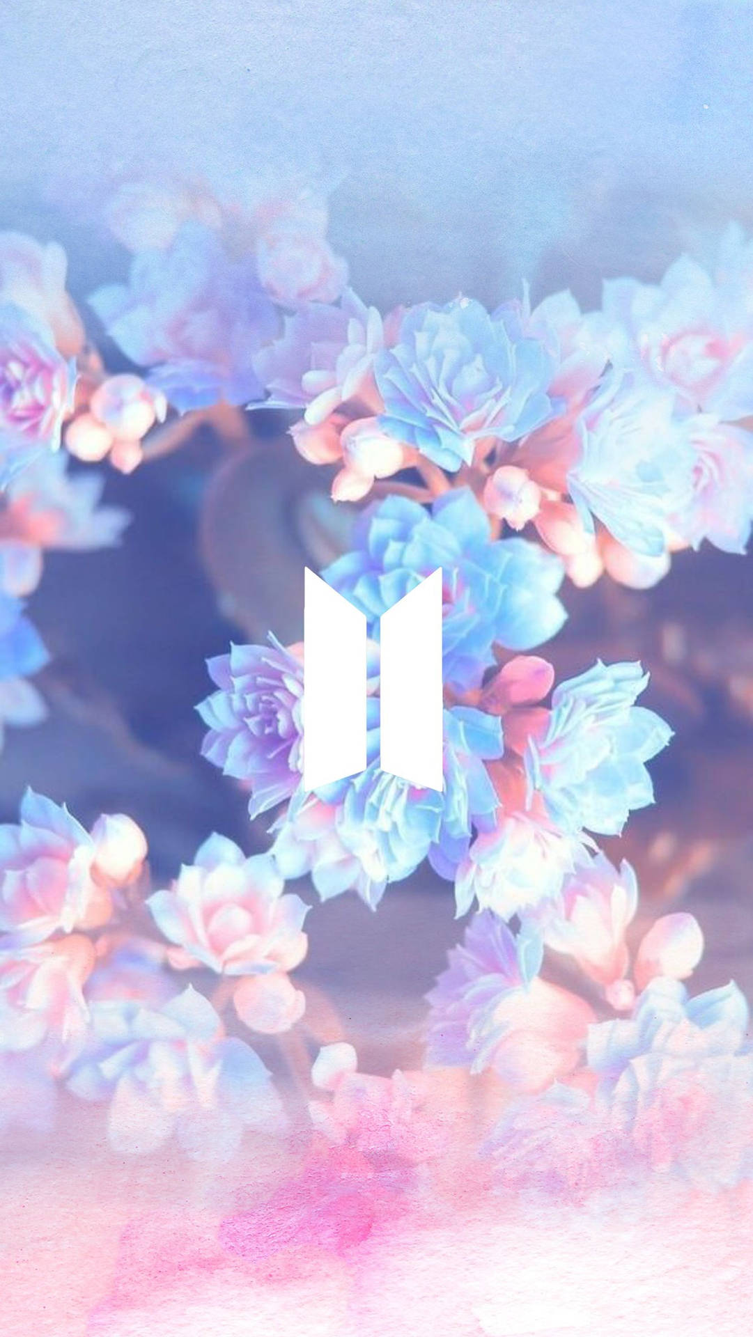 Обои с цветочным логотипом BTS