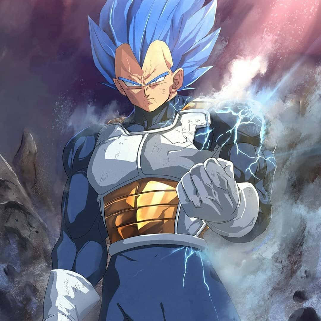 Цифровая арт-работа Dragon Ball 1080x1080 с Вегетой в синем Обои