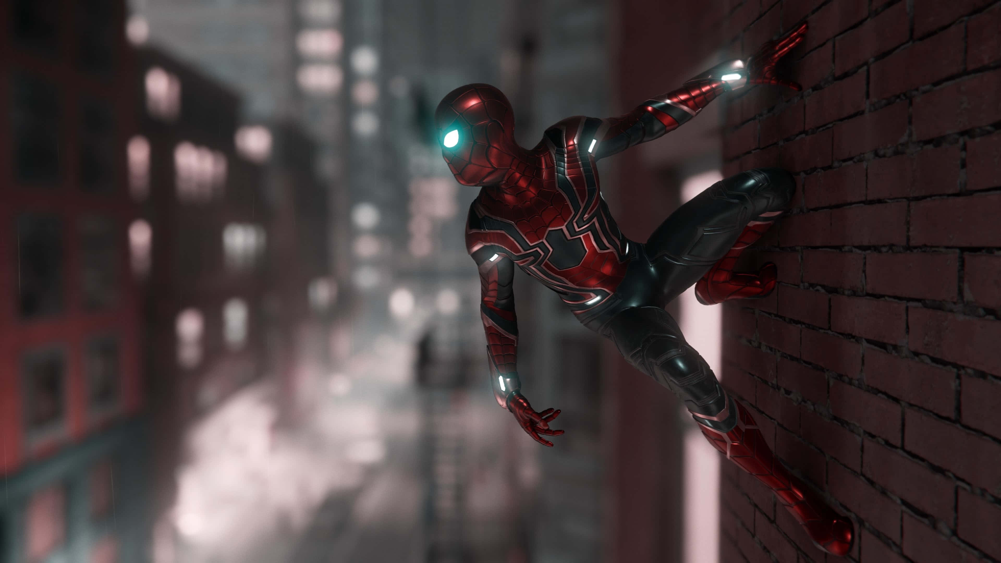 Человек-паук из Marvel PS4 позирует на стене Обои