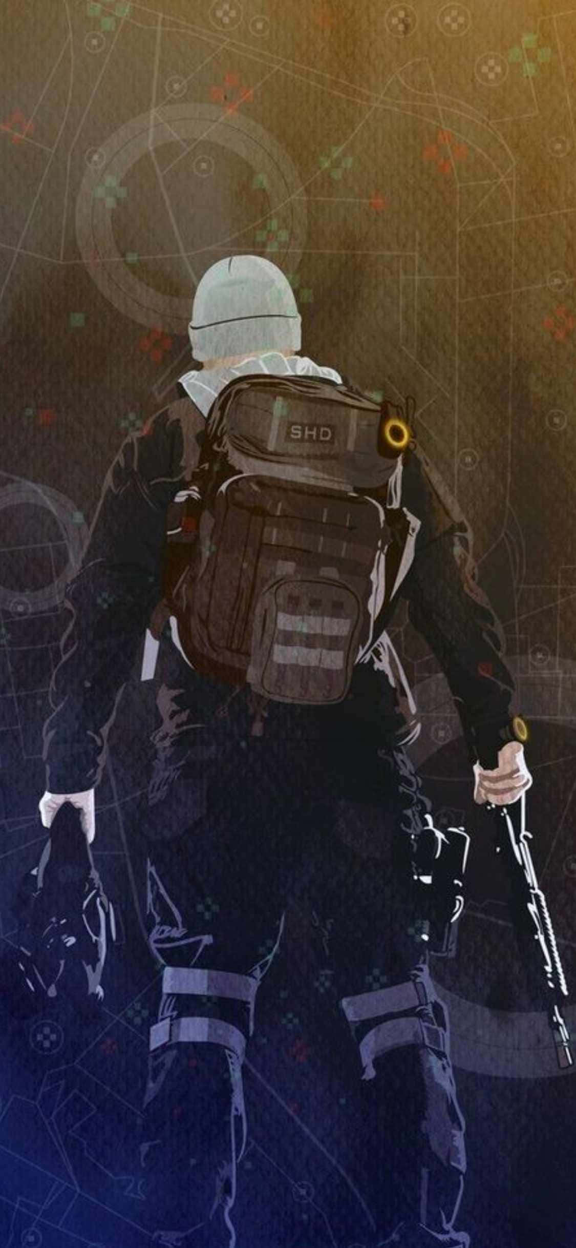 Человек с рюкзаком — фон для iPhone XS из игры The Division Обои