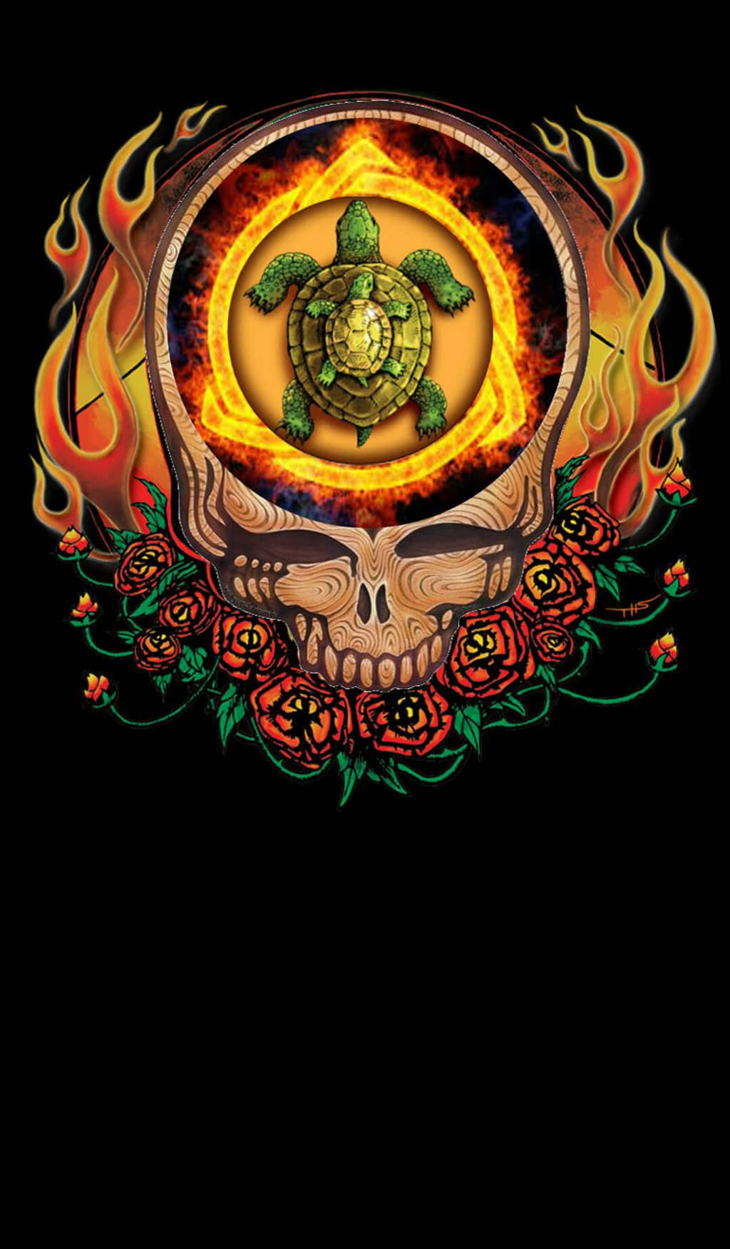 Череп с черепахой как Grateful Dead iPhone Обои