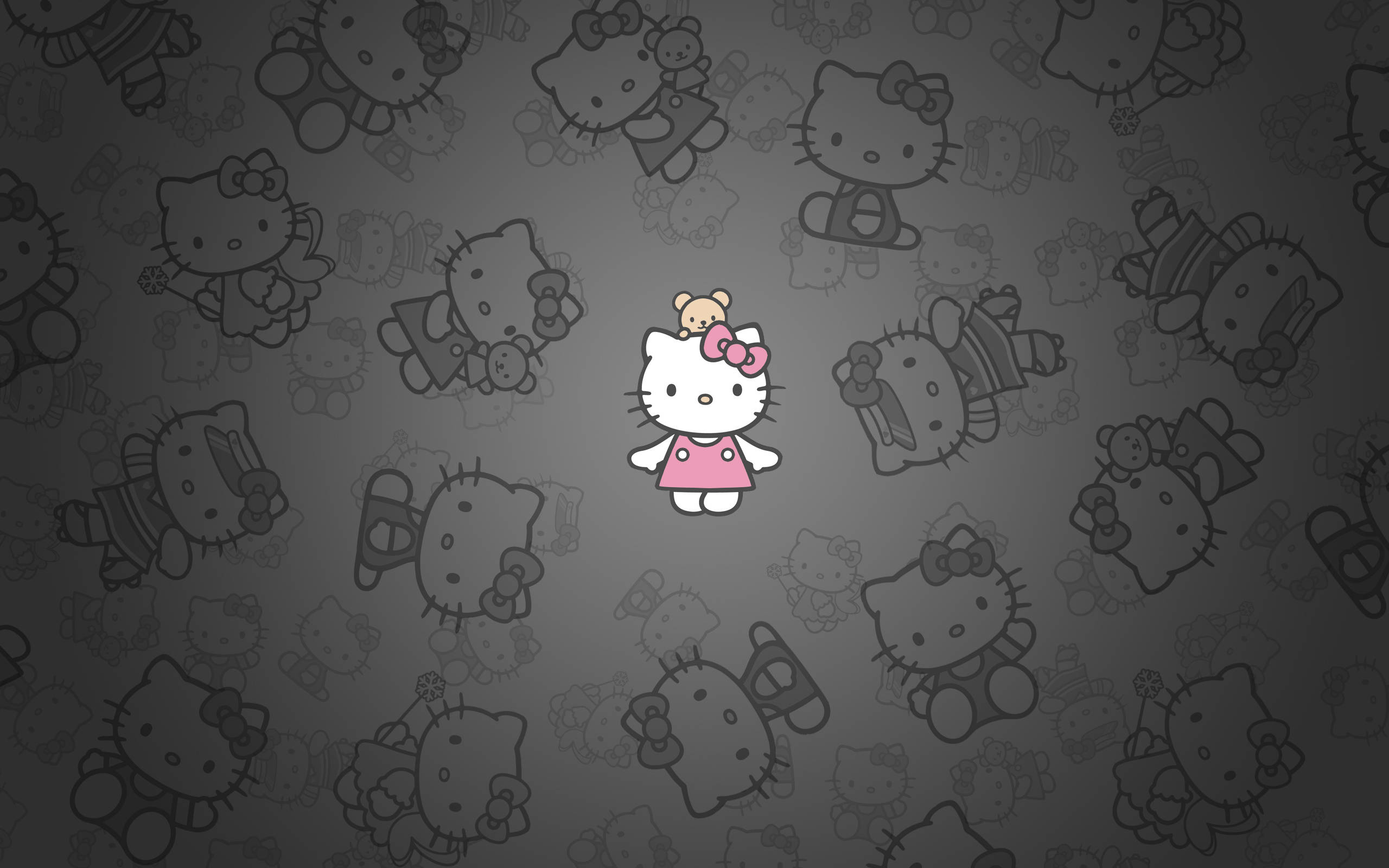 Черная Hello Kitty с Крошкой Чам Обои