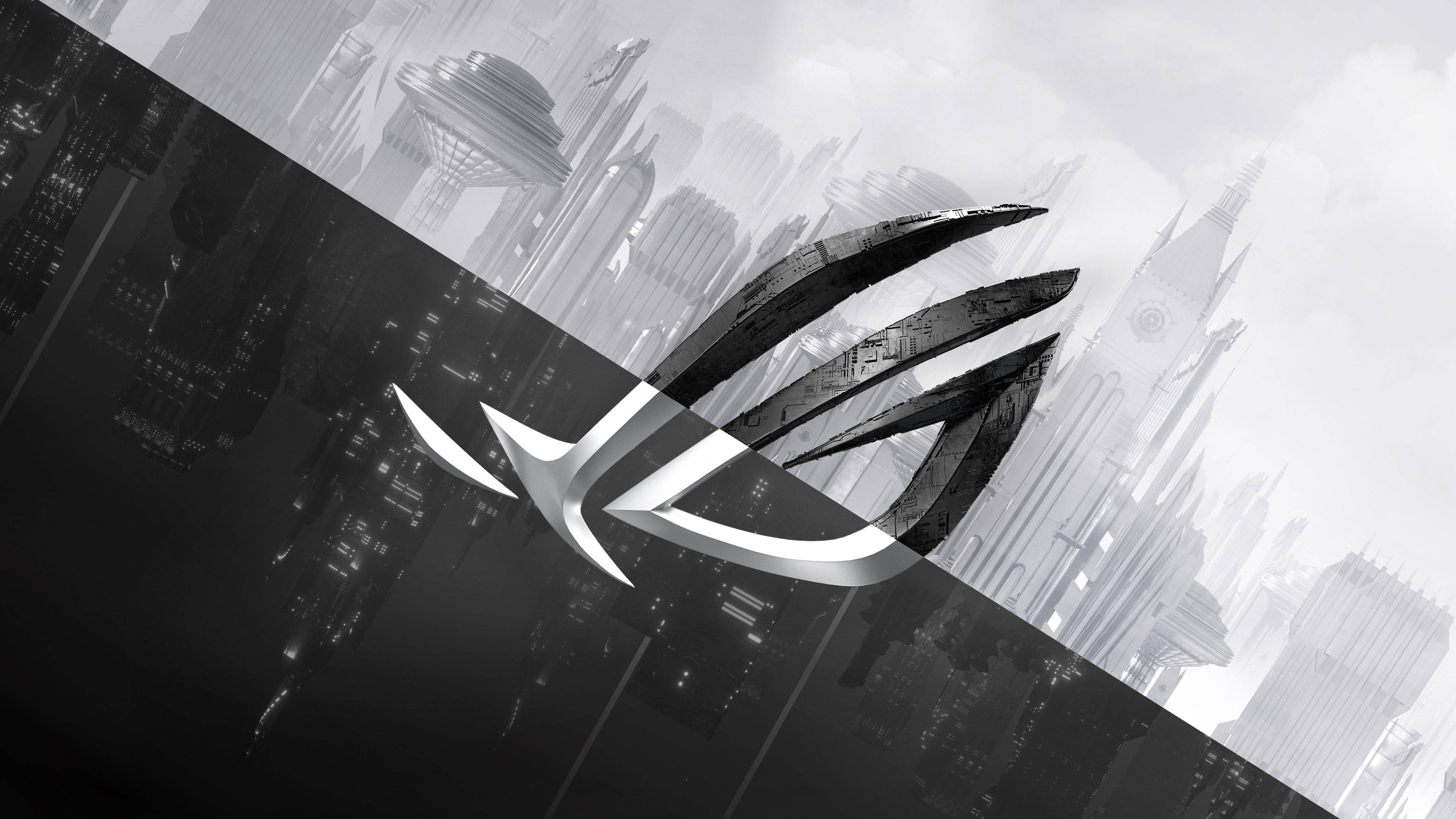 Черно-белый логотип игрового ноутбука Asus ROG Обои