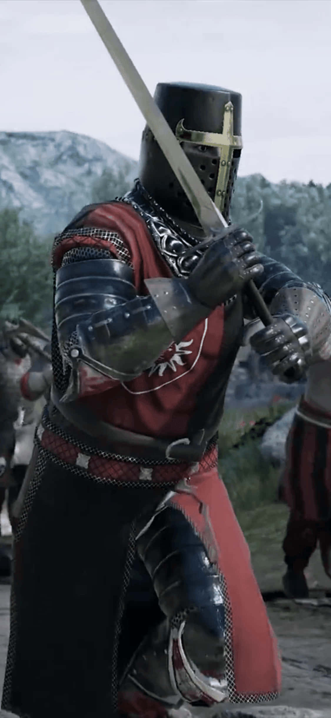 Черно-красный фон Mordhau для iPhone Xs Обои