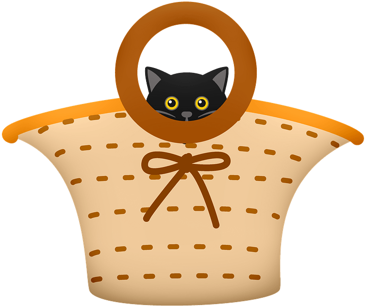 Черный графический рисунок кошачьей корзины Обои
