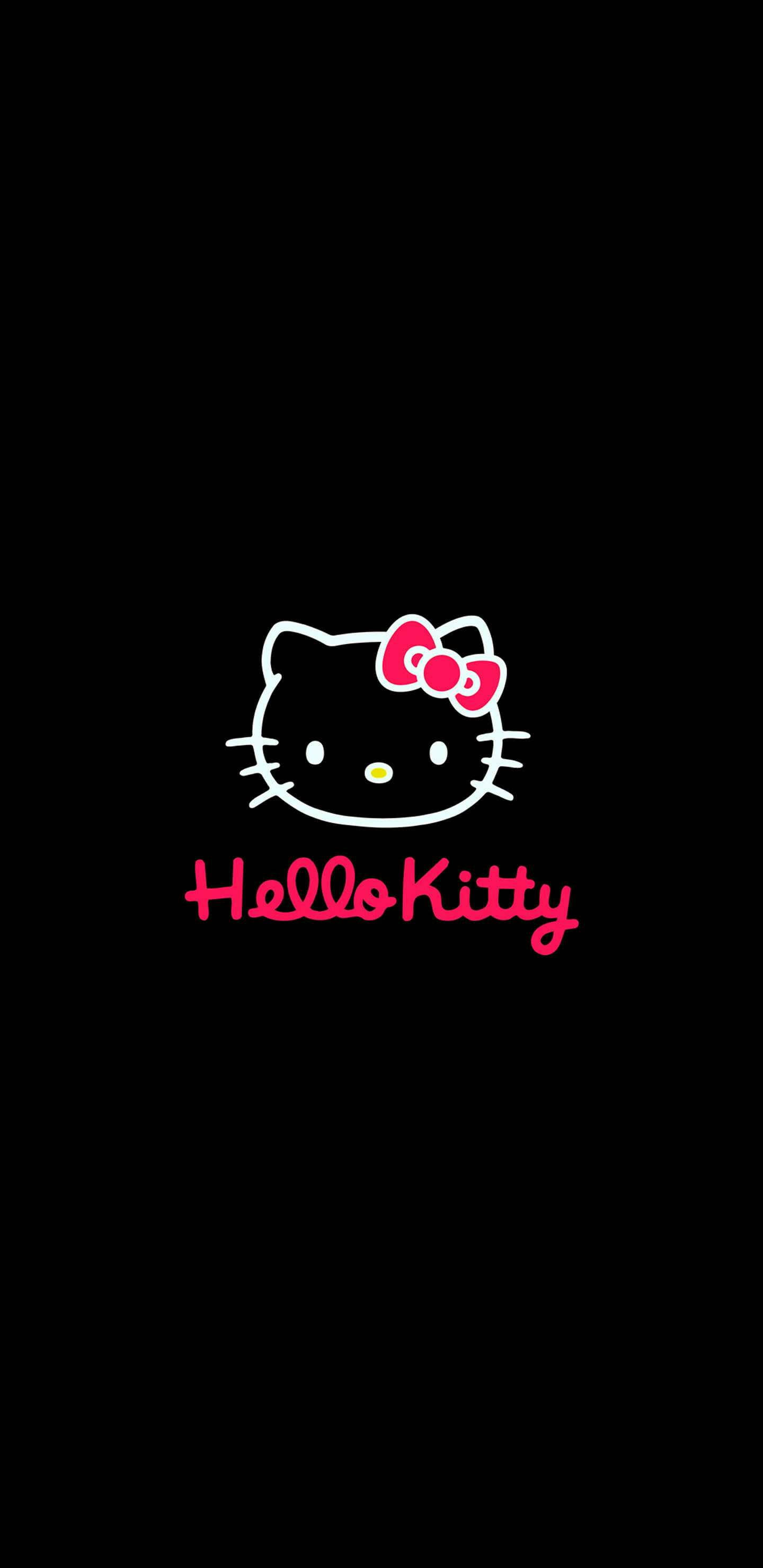 Черный контур лица Hello Kitty Обои