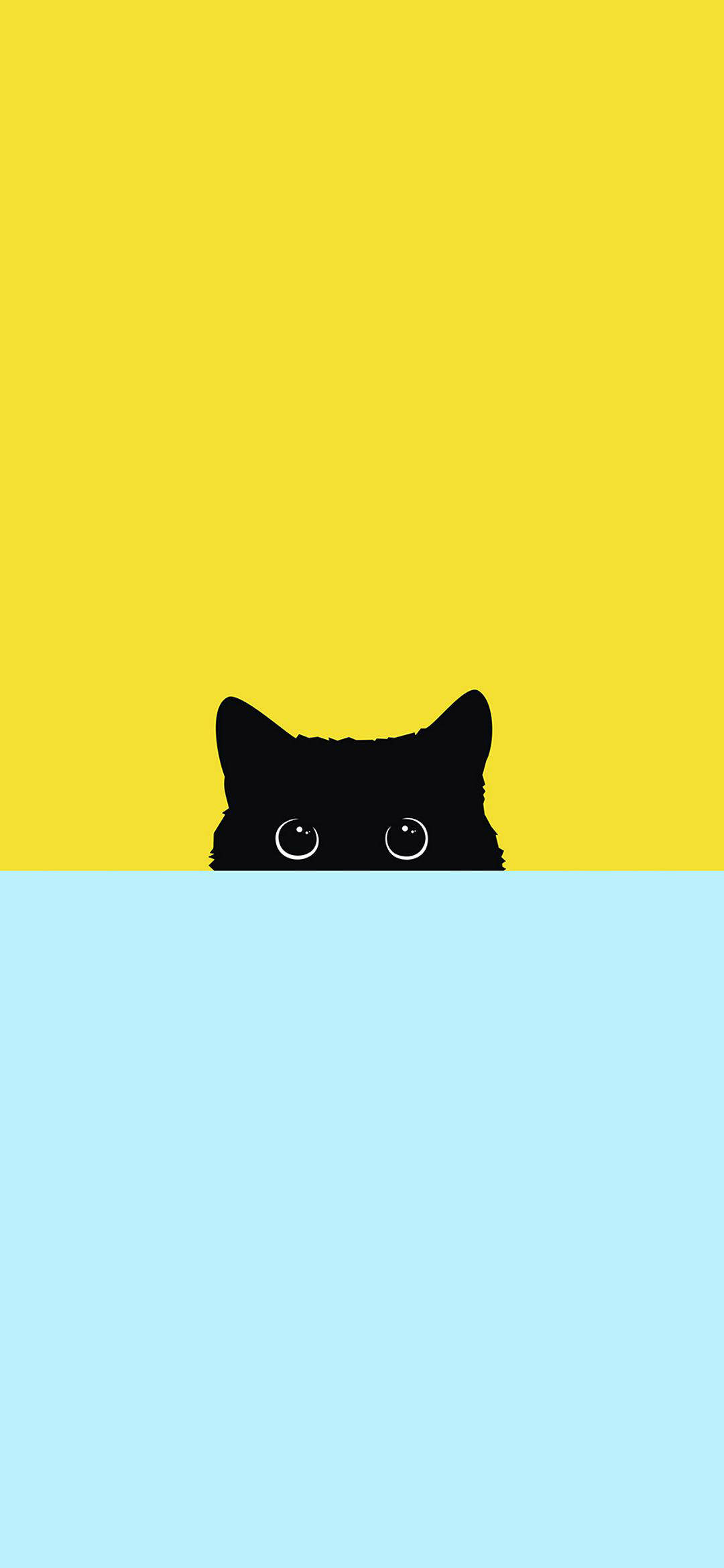 Черный котенок минимализм Android Обои
