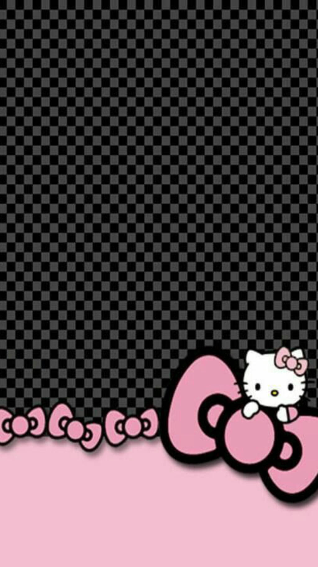 Черный узор в клетку с Hello Kitty Обои