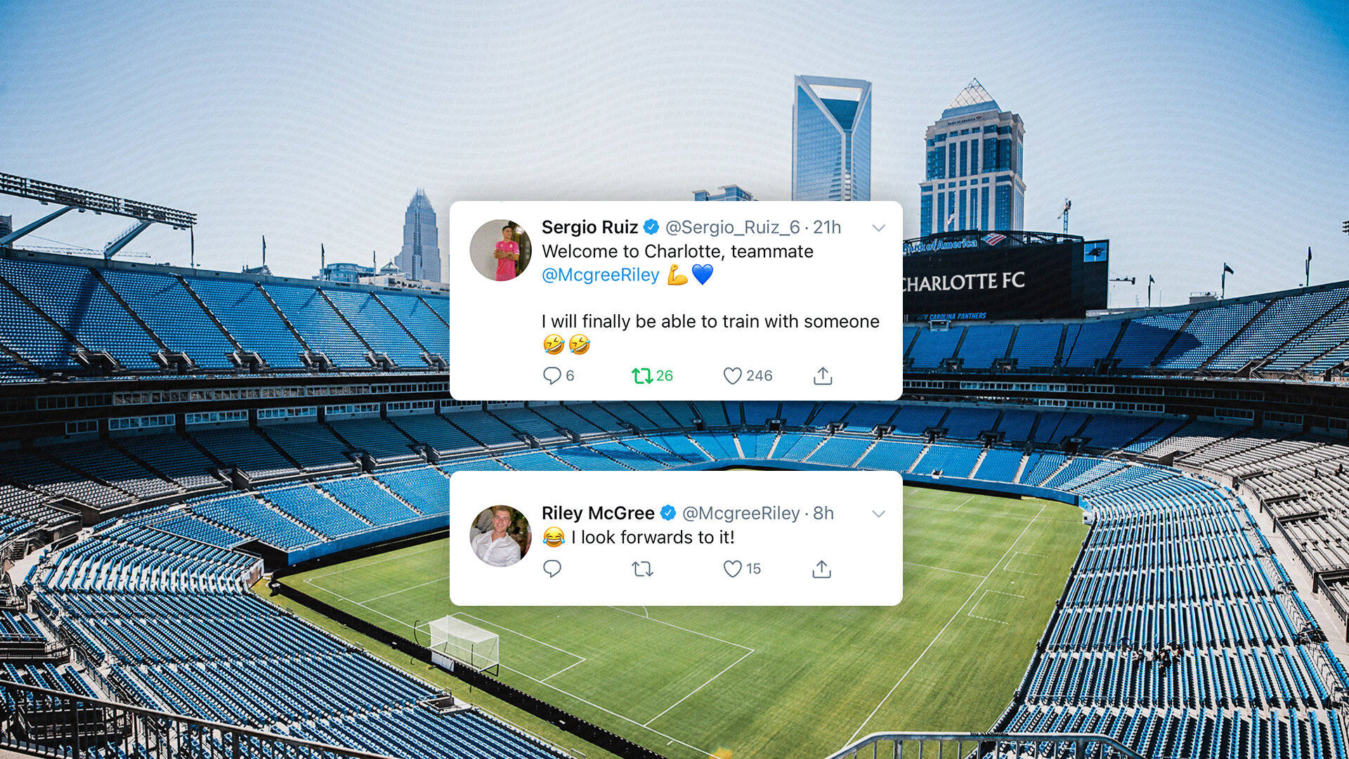 Шарлотт FC приветствует Райли МакГри Обои