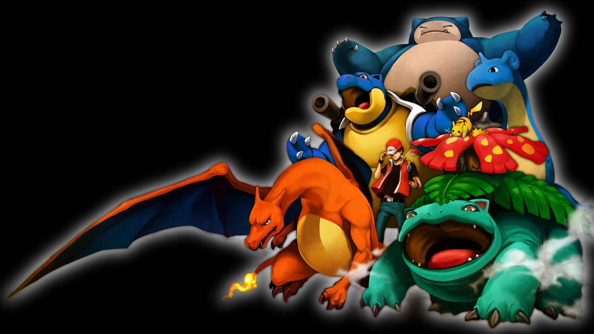 Bulbasaur, Charmander, Squirtle, Эш, Pikachu и эволюция покемонов-динозавров.