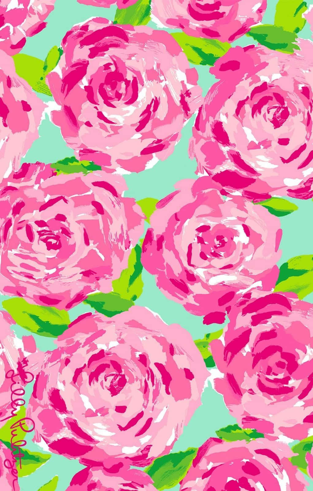 Элегантный узор Lilly Pulitzer в ярких цветах Обои