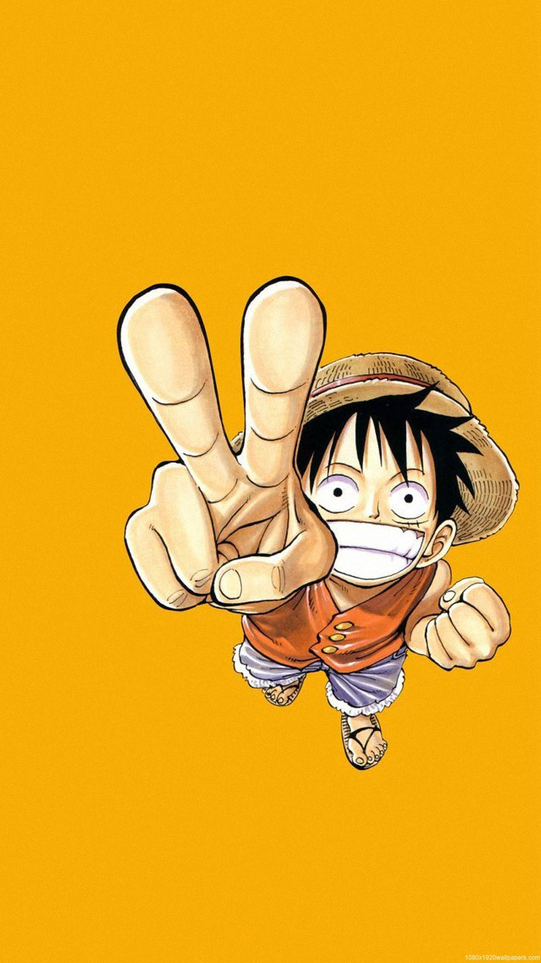 One Piece Луффи знак мира обои