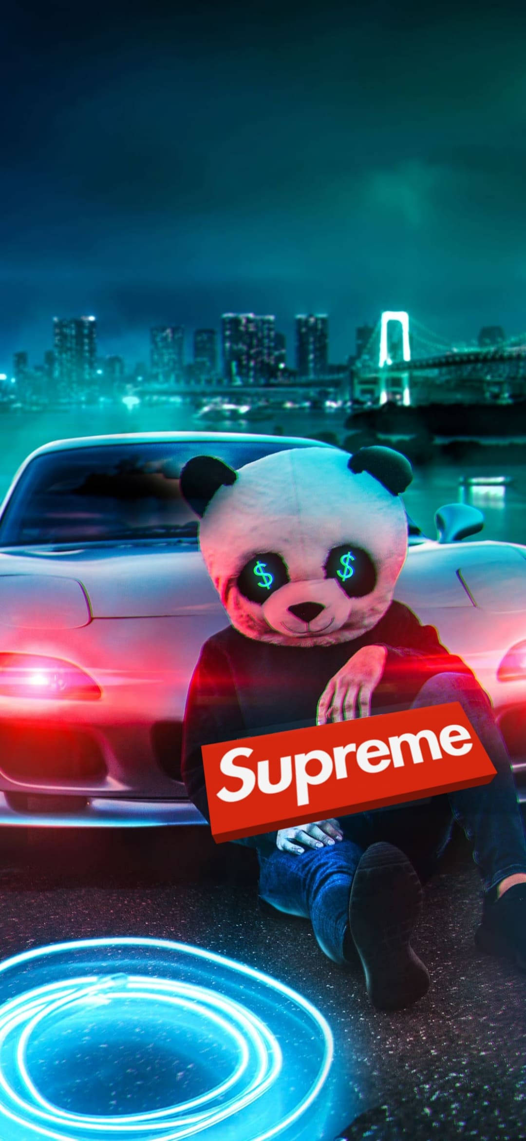 Эпический красный Supreme с пандой Обои