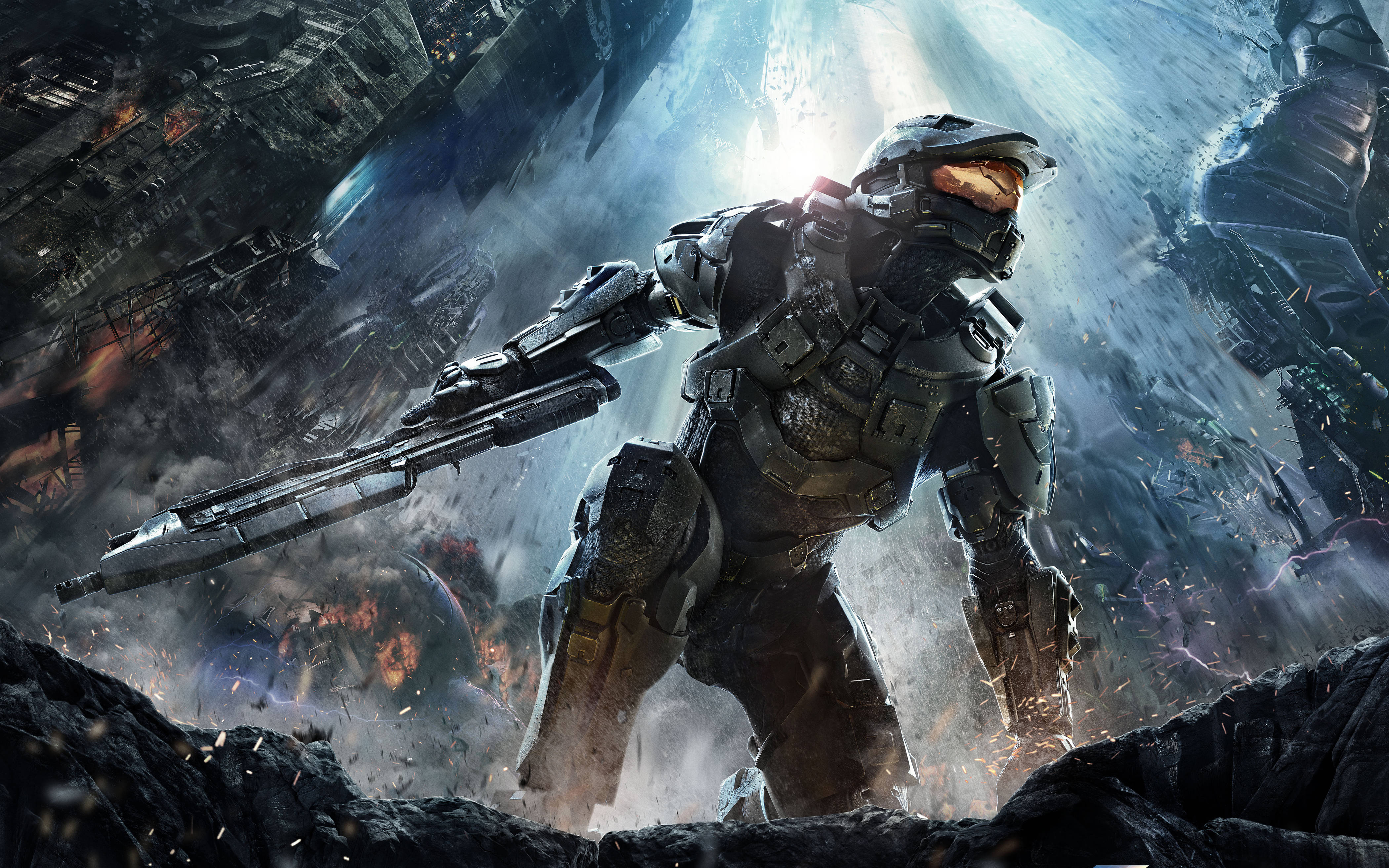 Эпичная сцена с Мастер Чифом из Halo на 4K игровом телефоне Обои
