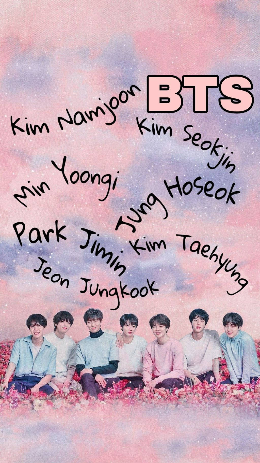 Эстетика BTS на розах Обои