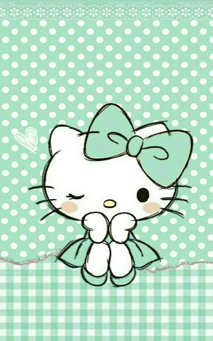 Эстетика Hello Kitty в горошек Обои