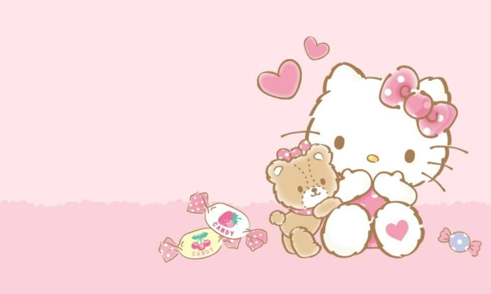 Эстетика Hello Kitty, посылающей воздушный поцелуй Обои